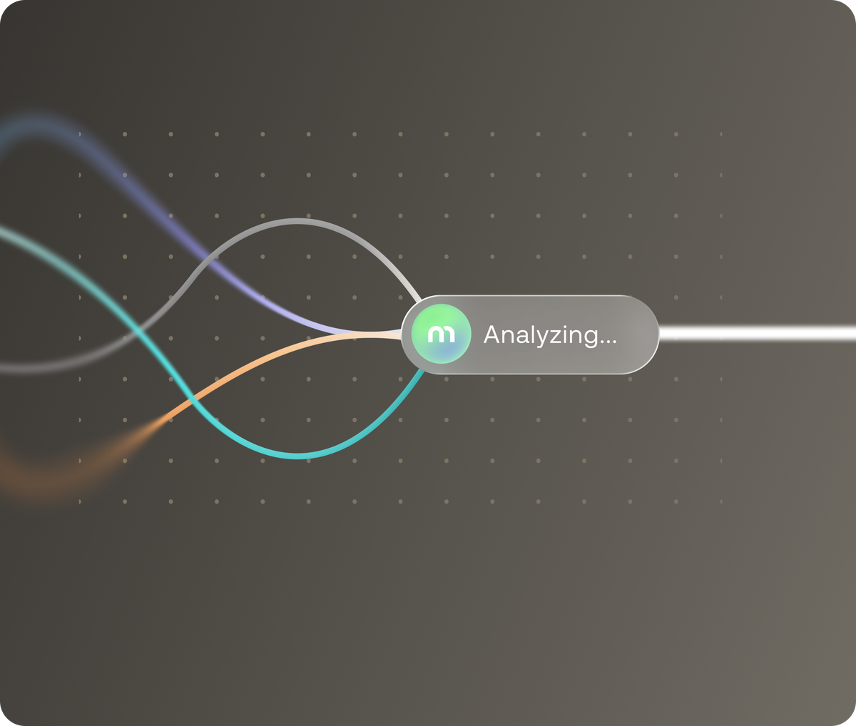 Mira Fertility app analyzing hormonal data with colorful flowing wave streams converging into an AI processing node