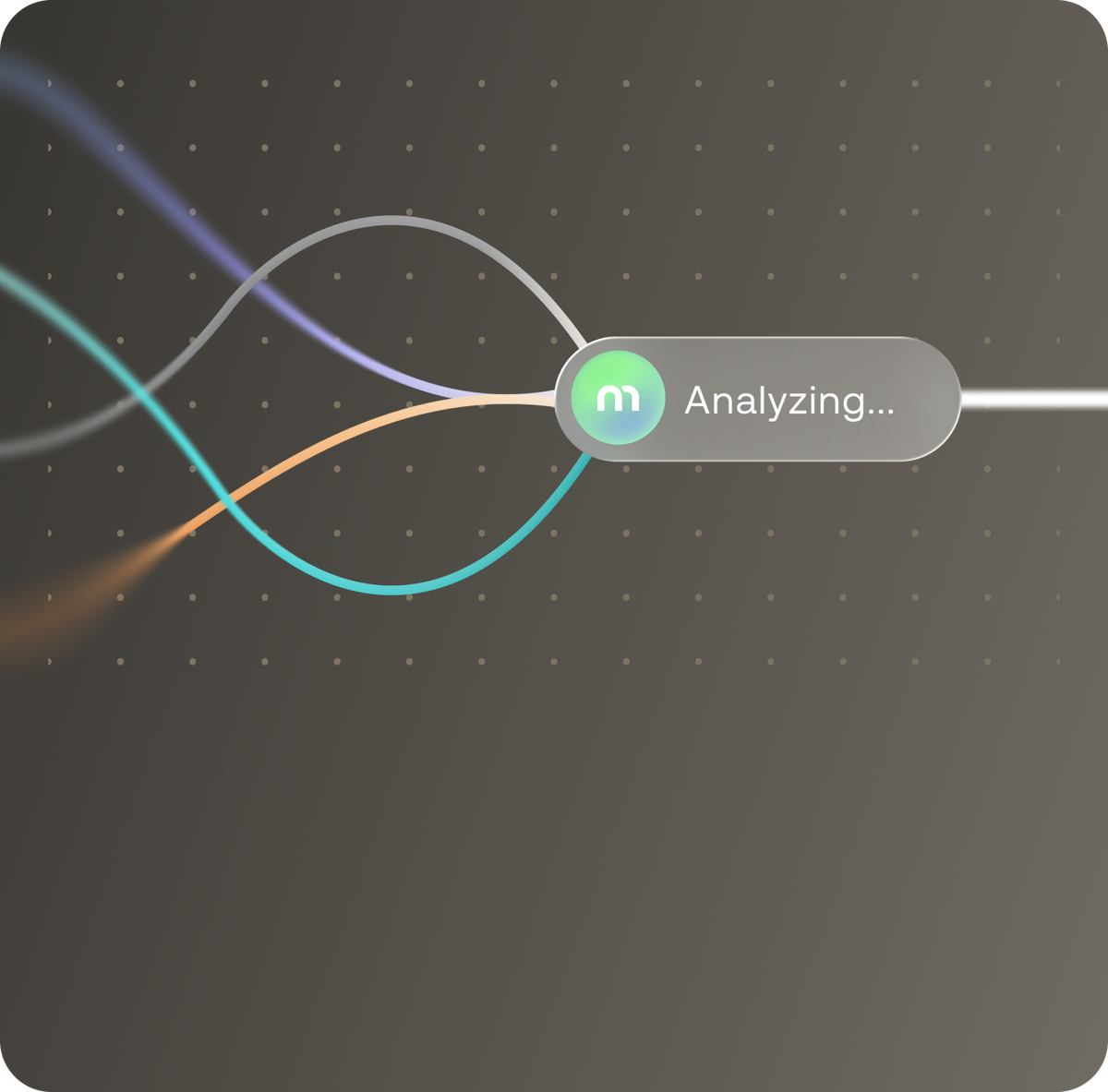 Mira Fertility app analyzing hormonal data with colorful flowing wave streams converging into an AI processing node