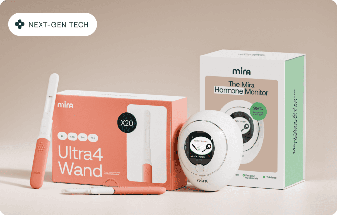 Mira Fertility Hormone Monitor and Ultra4 Wand kit with 20 test wands for tracking LH, E3G, PdG, and FSH at home